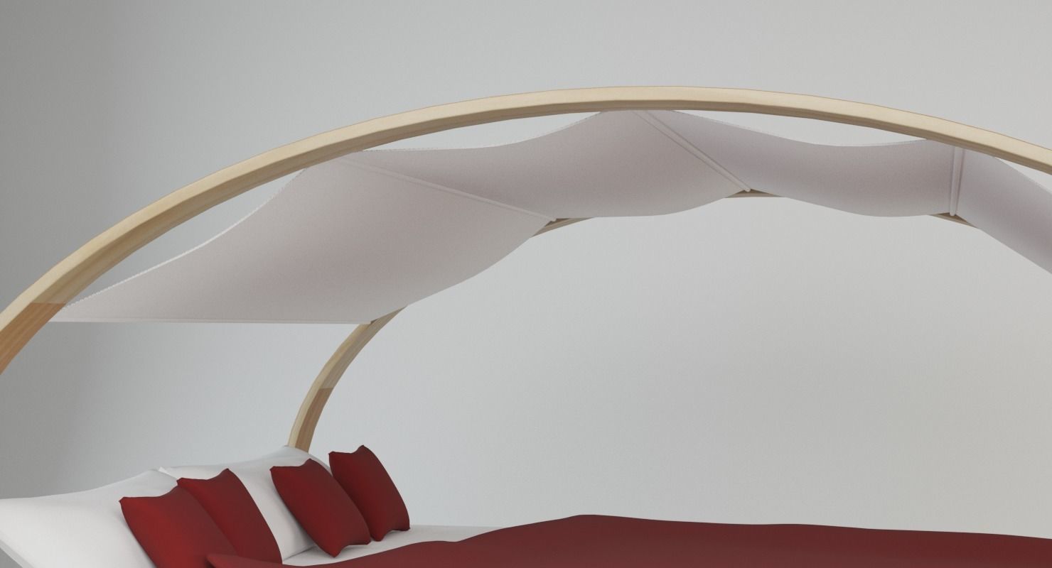 Modern Bed with Tent 3D model_5