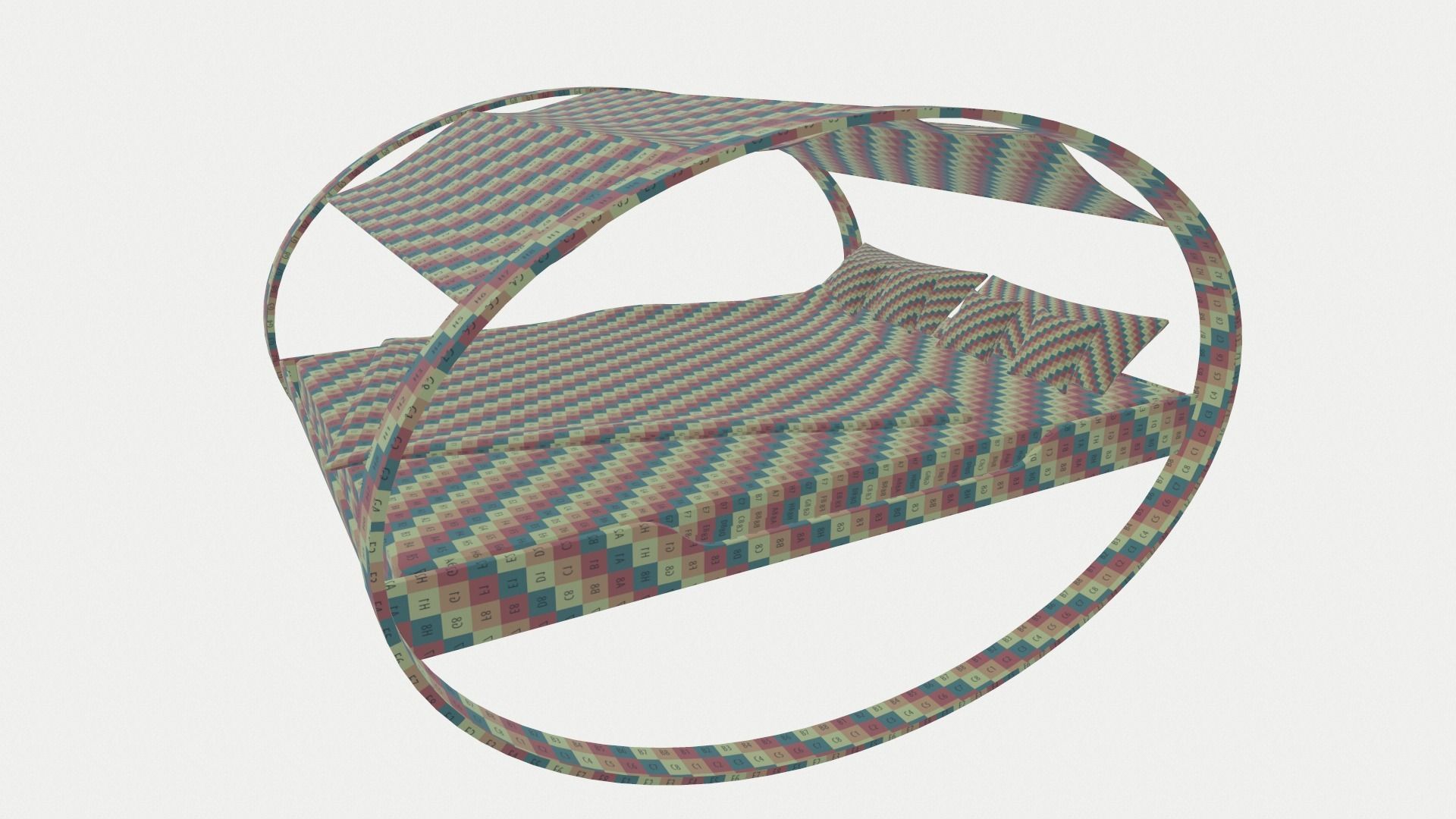 Modern Bed with Tent 3D model_9