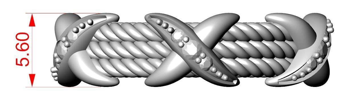 Ring with stones and patterns with X 319 3D print model_10