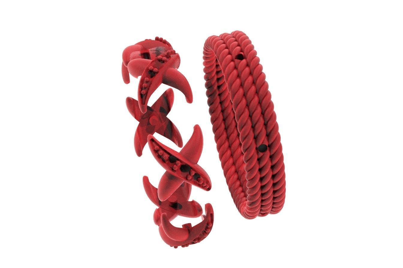 Ring with stones and patterns with X 319 3D print model_12