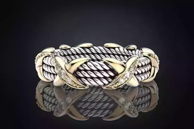 Ring with stones and patterns with X 319
