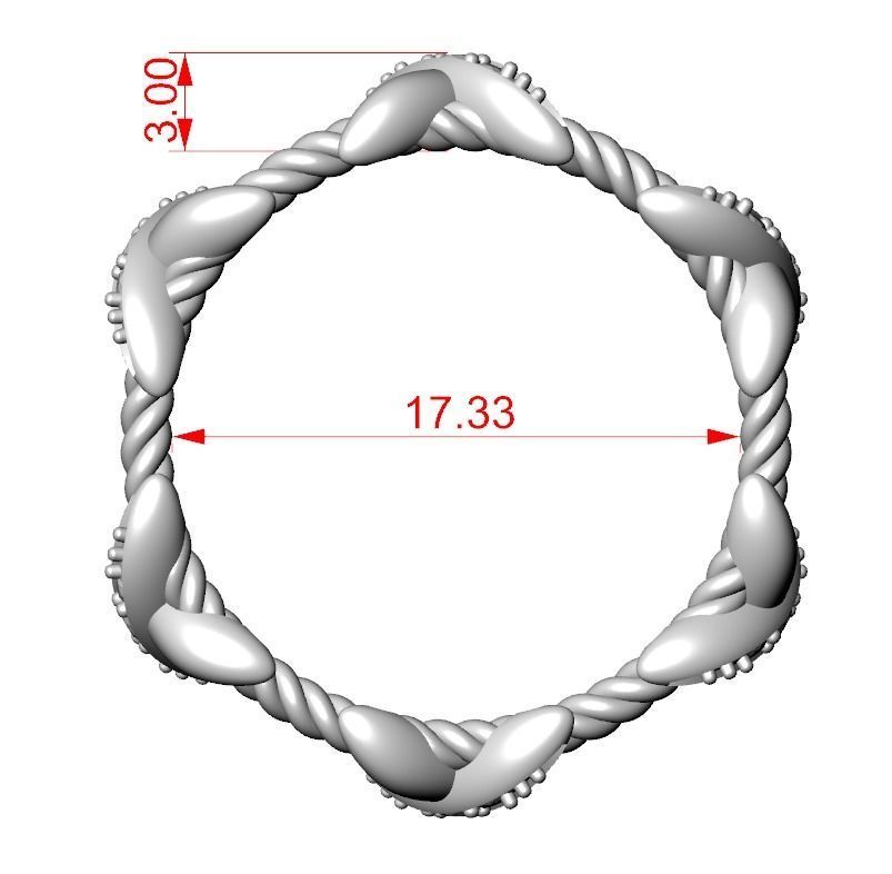Ring with stones and patterns with X 319 3D print model_11