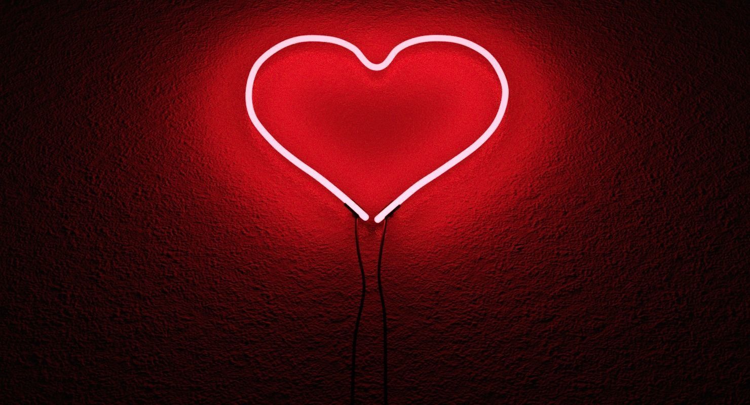 Loves Neon Red Wall Sconce Low-poly 3D model_3