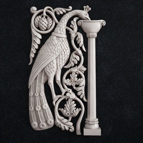 Decor bird peacock baroque 3D print model