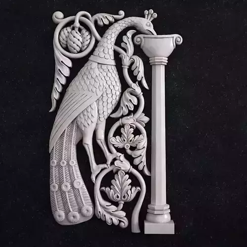 Decor bird peacock baroque 3D print model