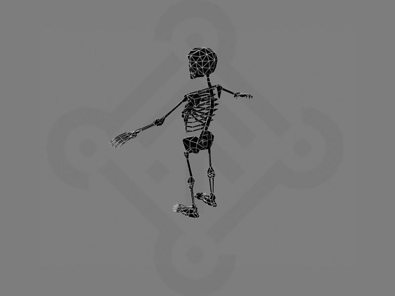 Skeleton rigged Low-poly 3D model_5