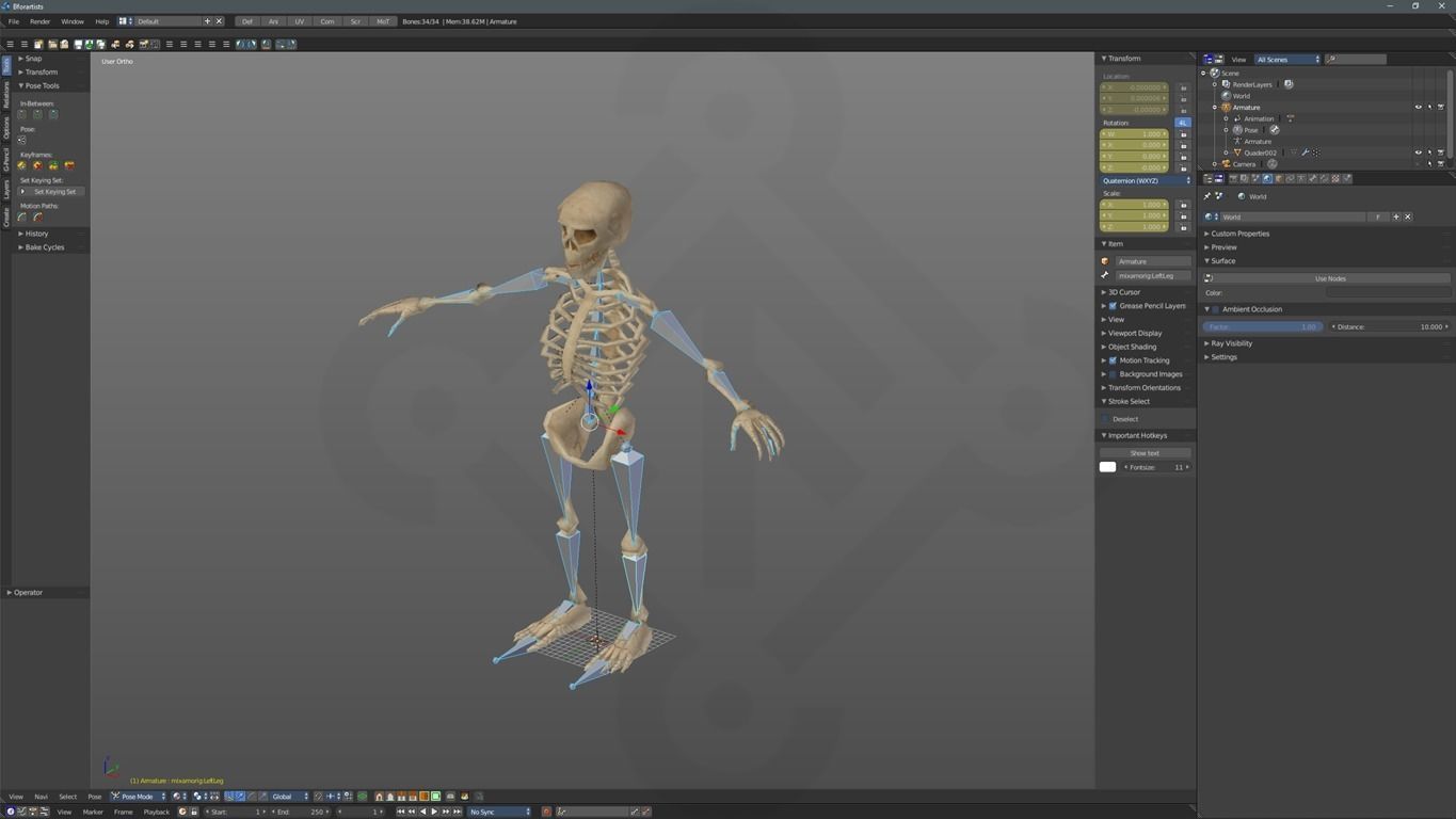 Skeleton rigged Low-poly 3D model_12