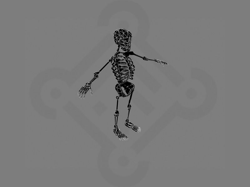 Skeleton rigged Low-poly 3D model_4