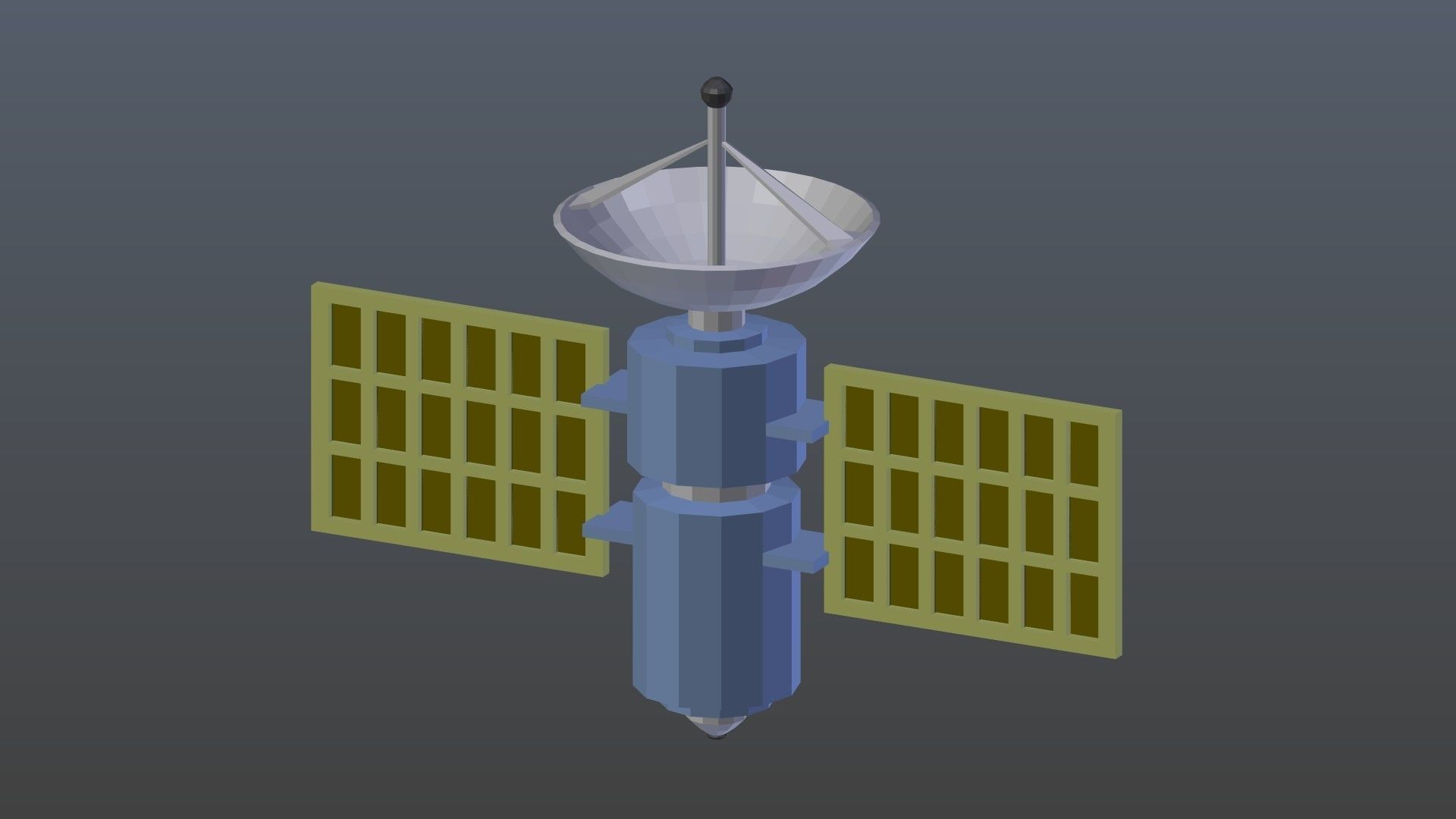 Low poly satellite 2 Low-poly 3D model_6