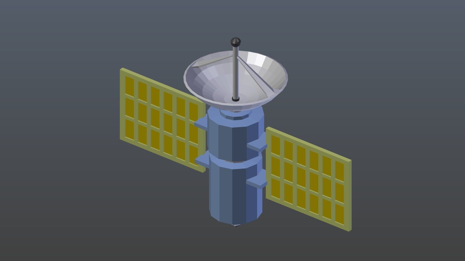 Low poly satellite 2 Low-poly 3D model_8