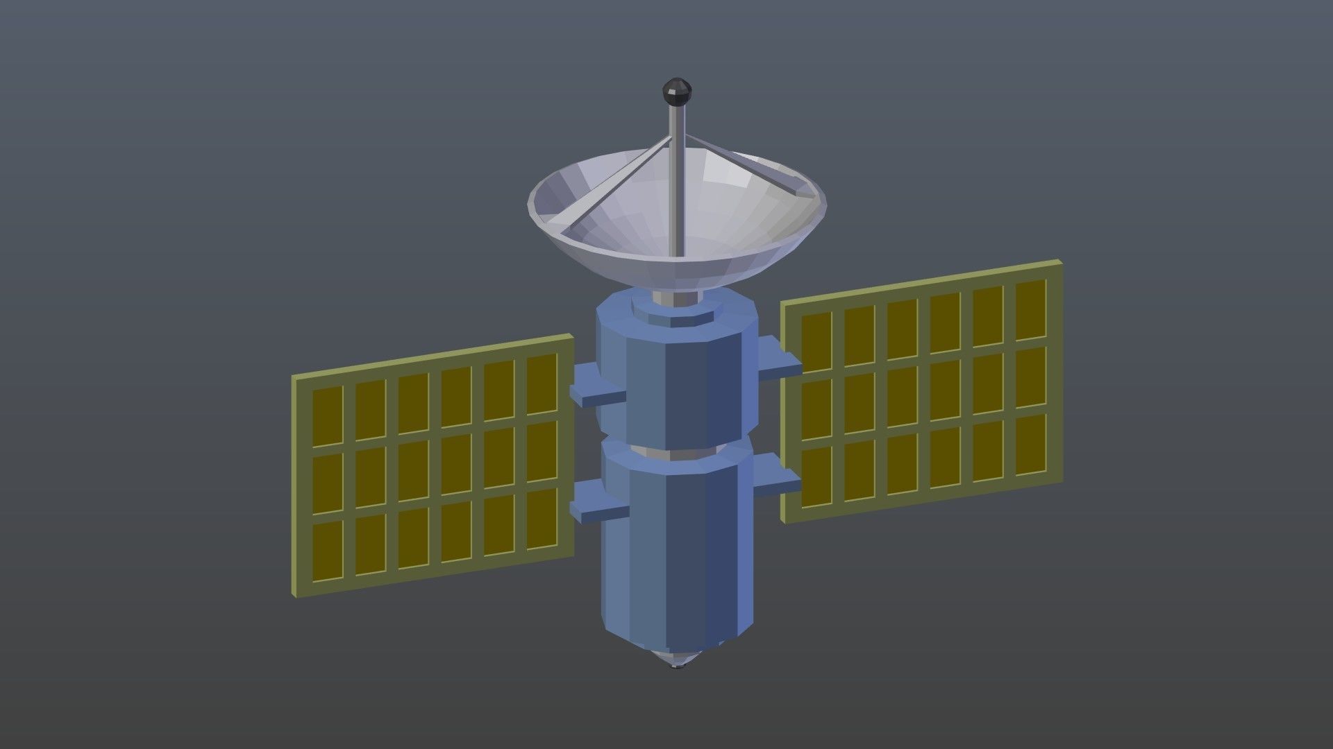 Low poly satellite 2 Low-poly 3D model_4