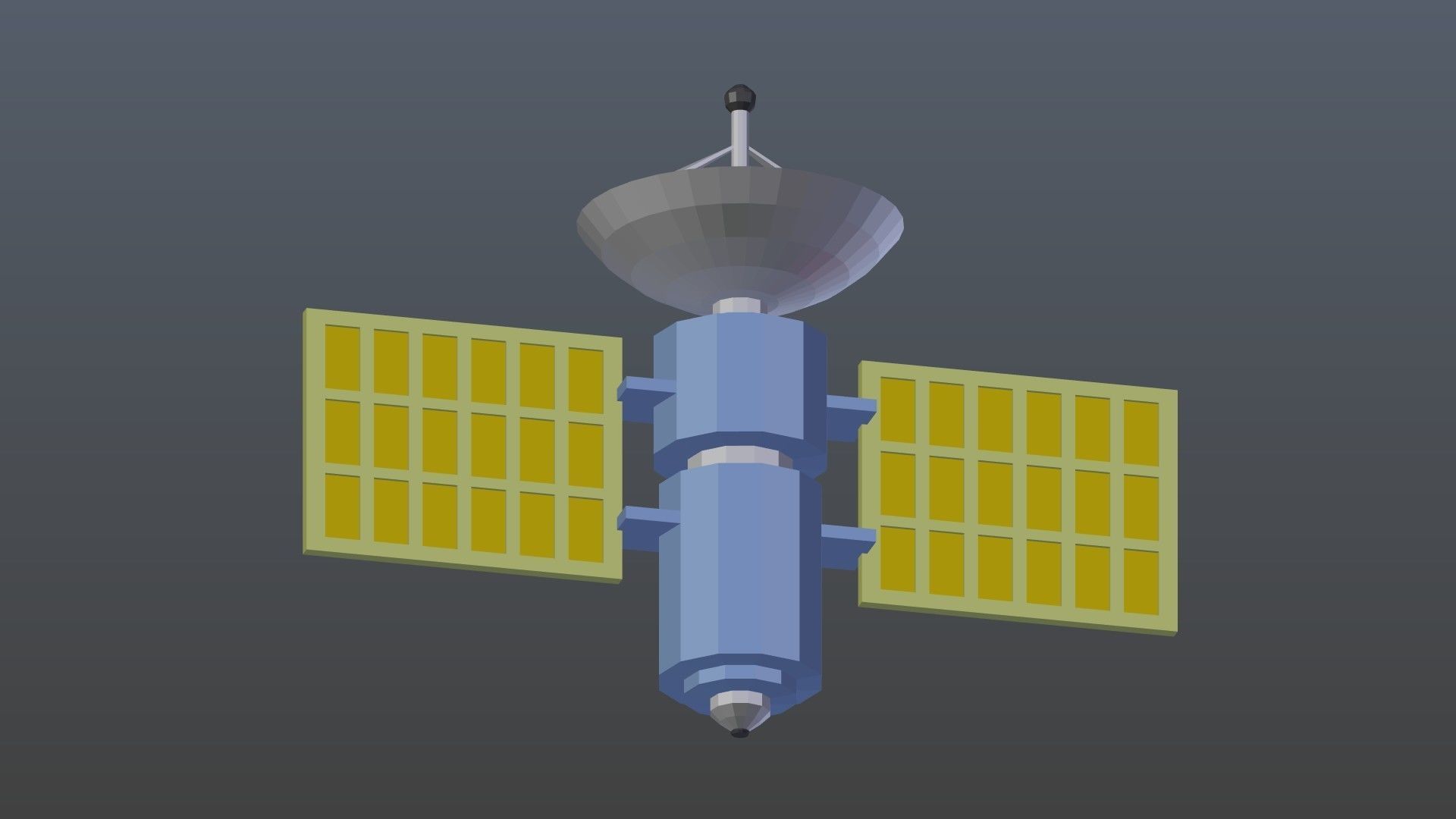 Low poly satellite 2 Low-poly 3D model_7