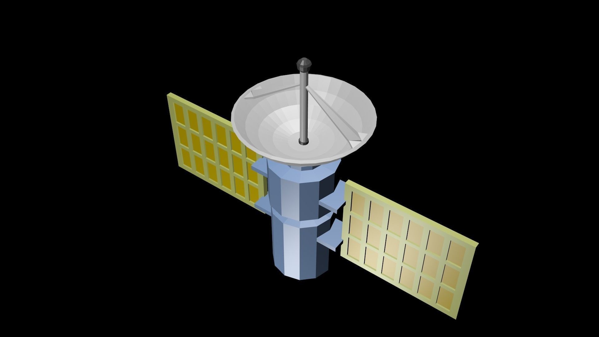 Low poly satellite 2 Low-poly 3D model_1