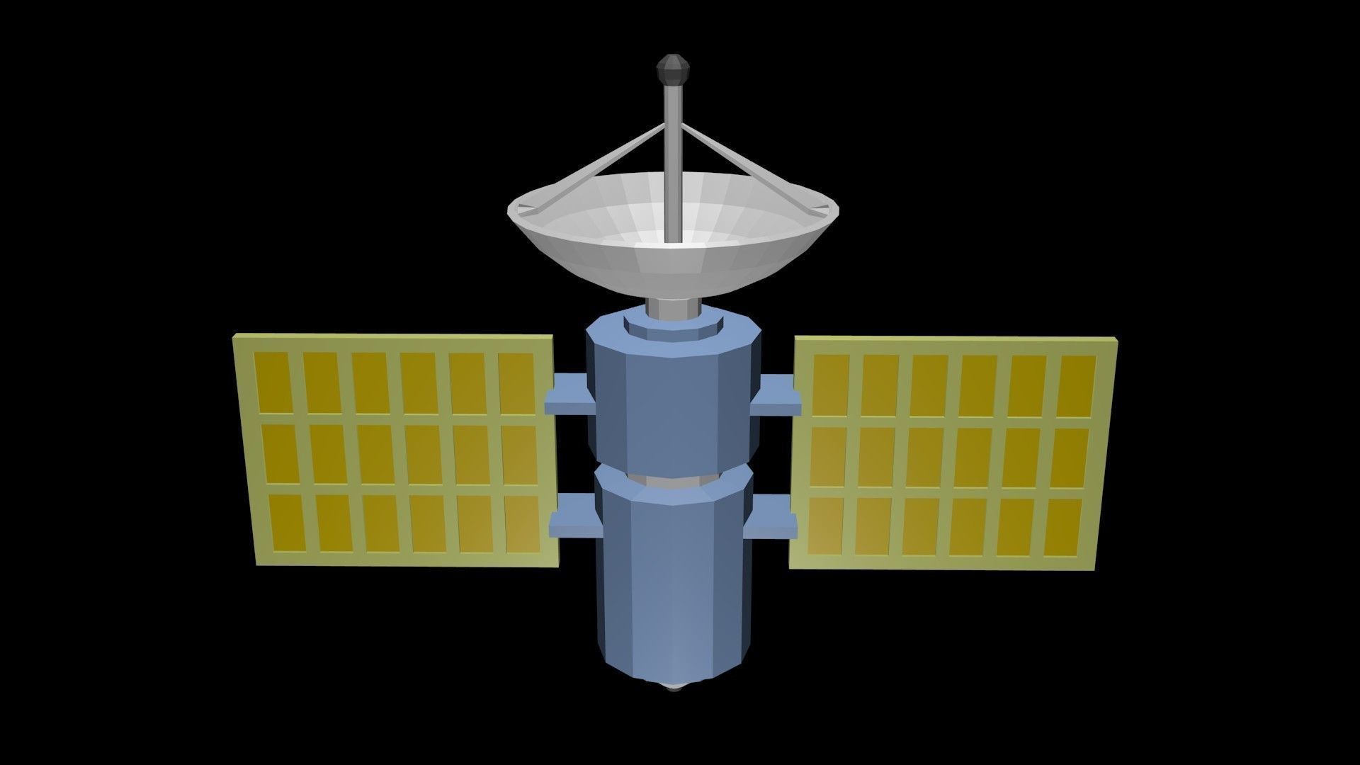 Low poly satellite 2 Low-poly 3D model_0