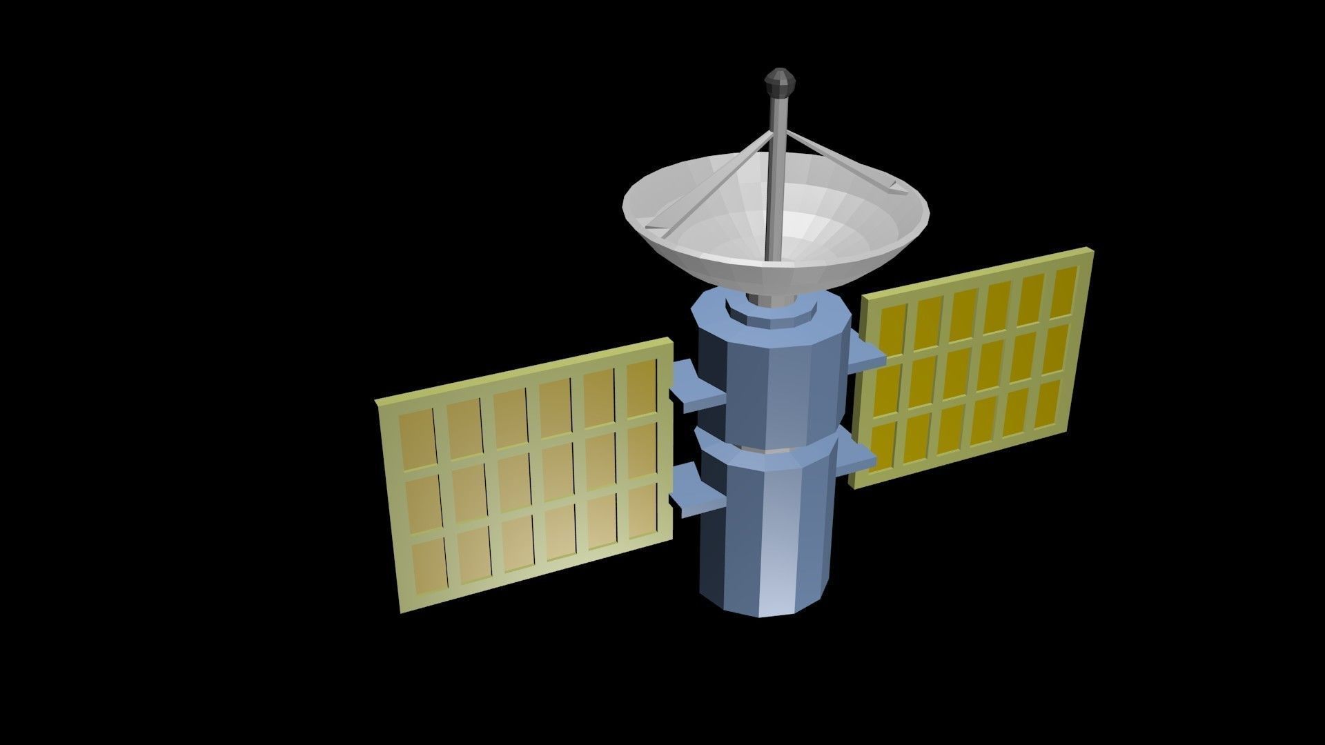 Low poly satellite 2 Low-poly 3D model_2