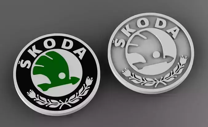 skoda two emblems 3D print model