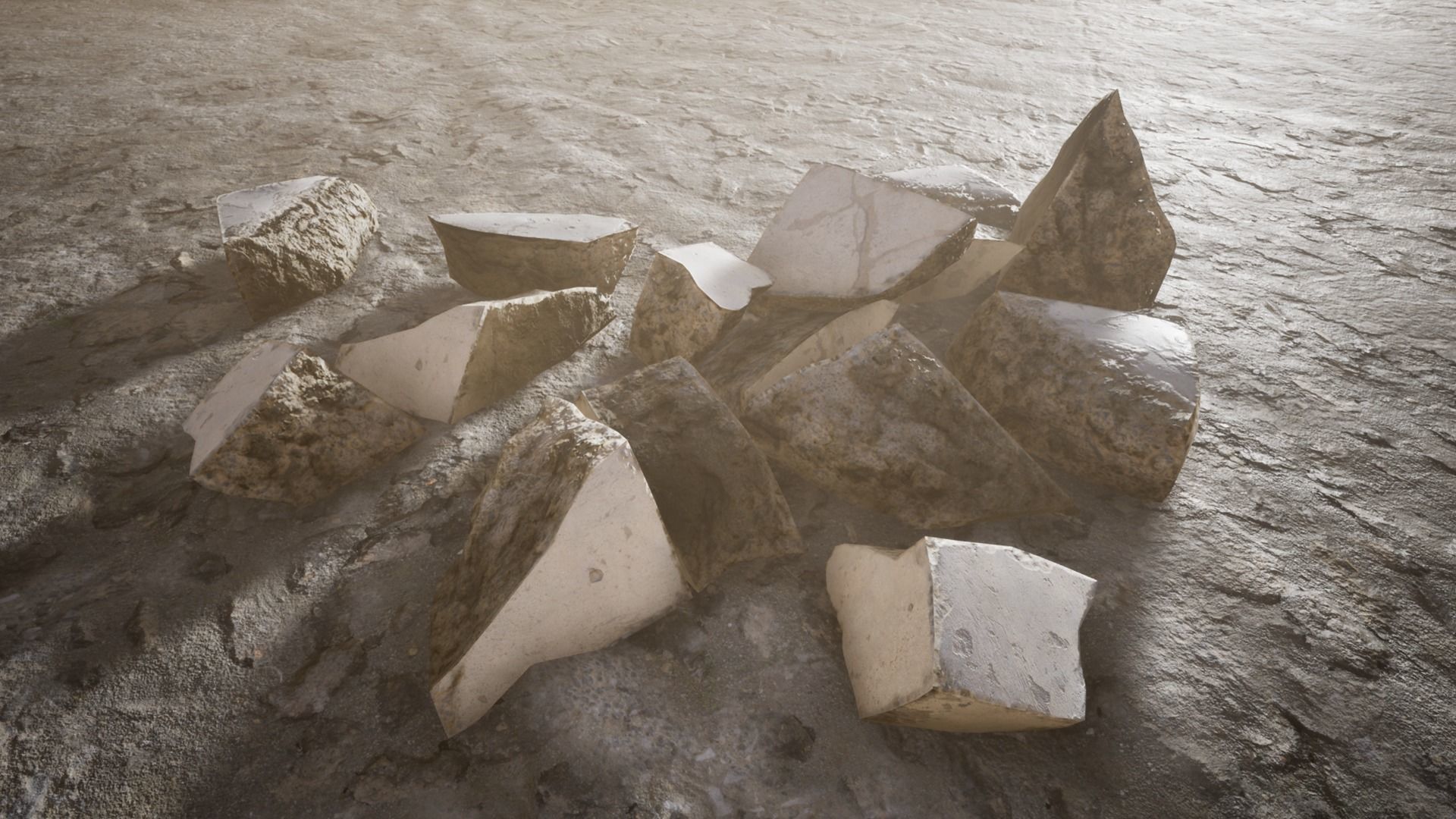 Concrete Rubble pack Game ready Low-poly 3D model_3