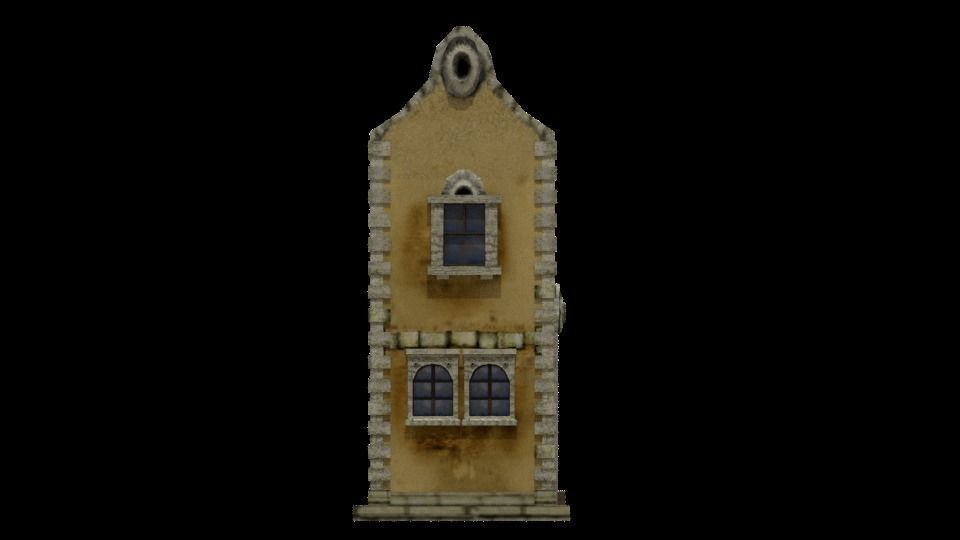 Colonial Townhouse Low-poly 3D model_8