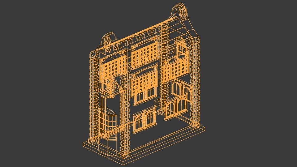 Colonial Townhouse Low-poly 3D model_17
