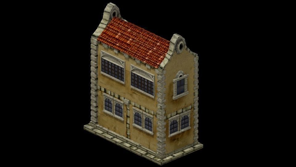 Colonial Townhouse Low-poly 3D model_11