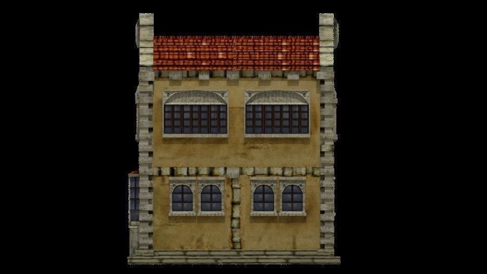 Colonial Townhouse Low-poly 3D model_4