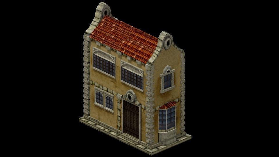 Colonial Townhouse Low-poly 3D model_10