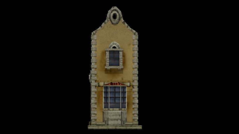 Colonial Townhouse Low-poly 3D model_7