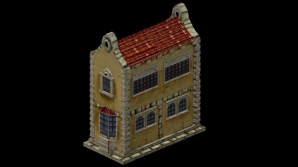 Colonial Townhouse Low-poly 3D model_12