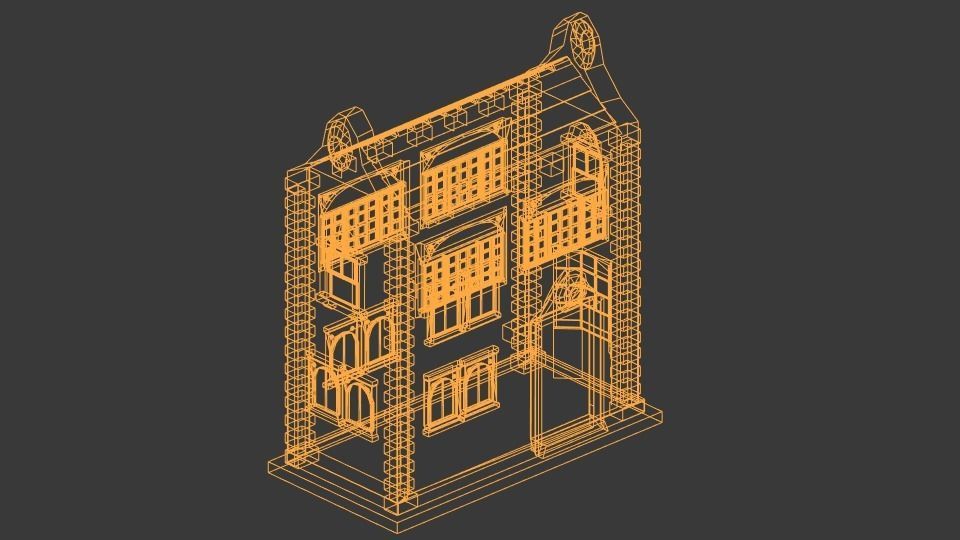 Colonial Townhouse Low-poly 3D model_16