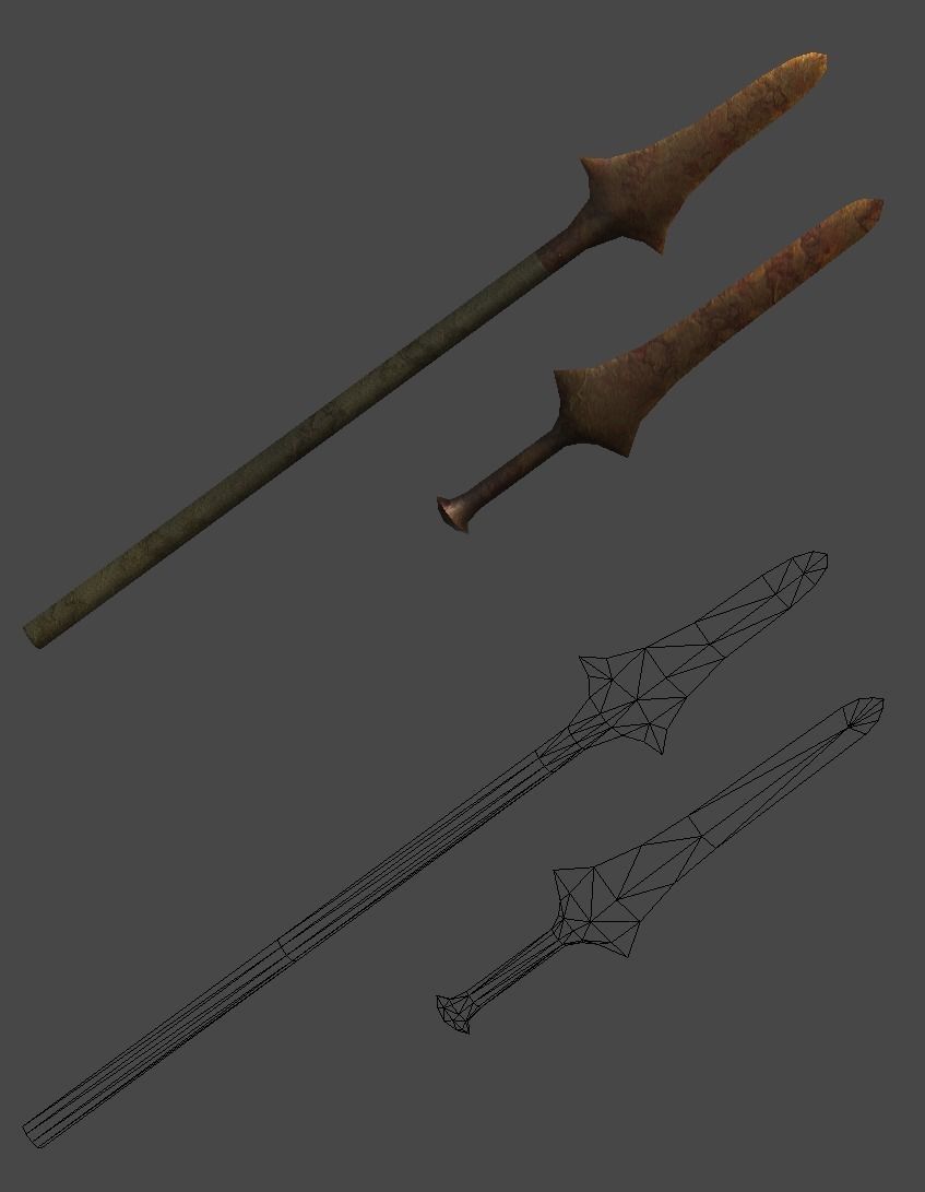 Coppersword and copperspear1 Low-poly 3D model_8