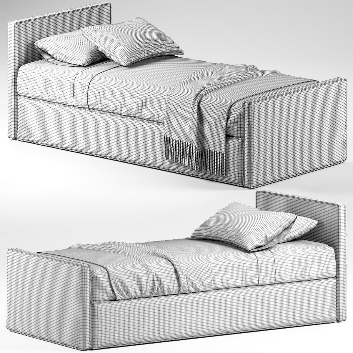 Single Modern Bed 3D model_1