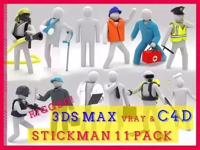 Stickman 11 pack -Rigged 3D model