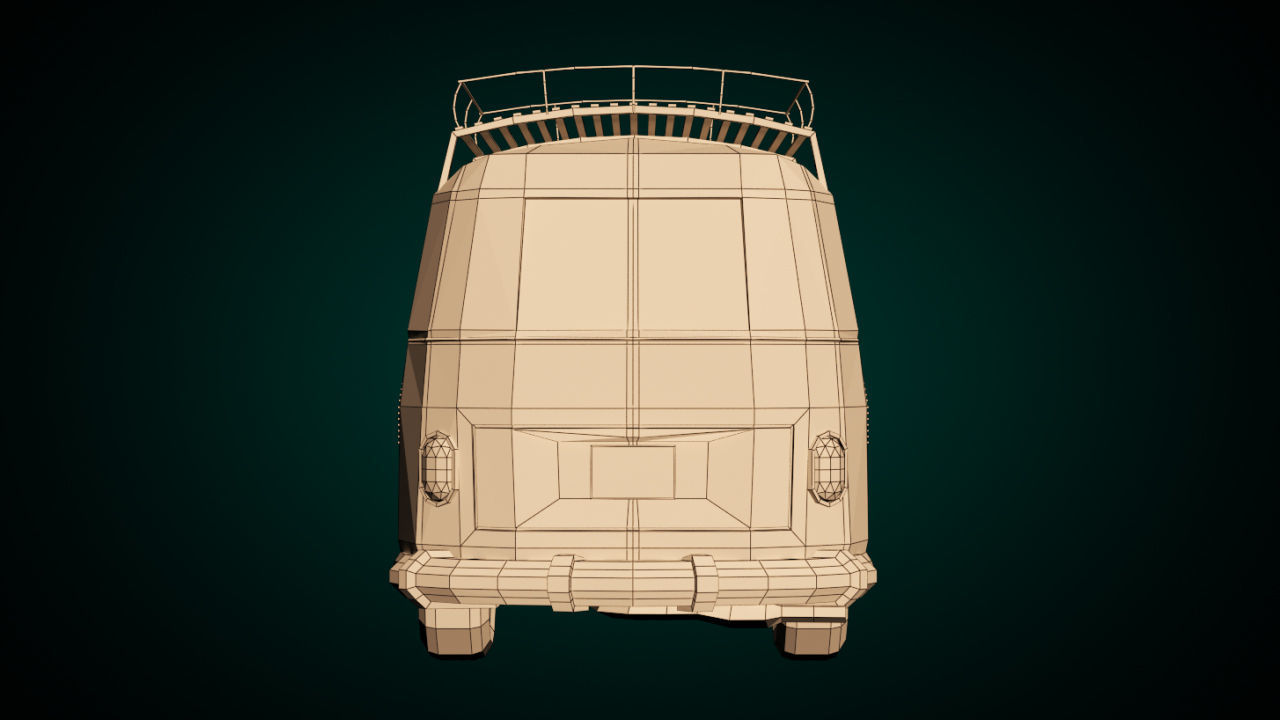 Low-Poly Cartoon VW Transporter Bus Low-poly 3D model_10