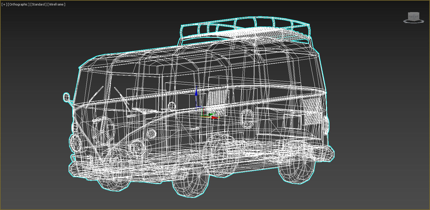 Low-Poly Cartoon VW Transporter Bus Low-poly 3D model_12