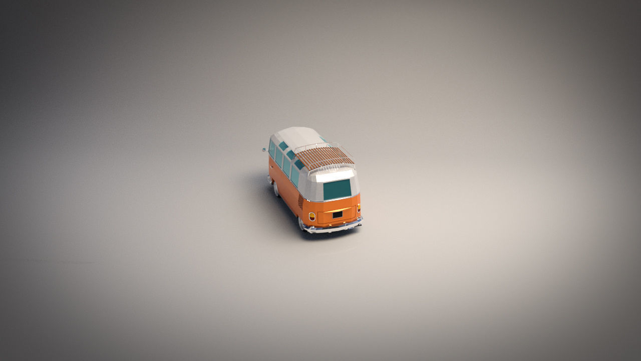 Low-Poly Cartoon VW Transporter Bus Low-poly 3D model_3