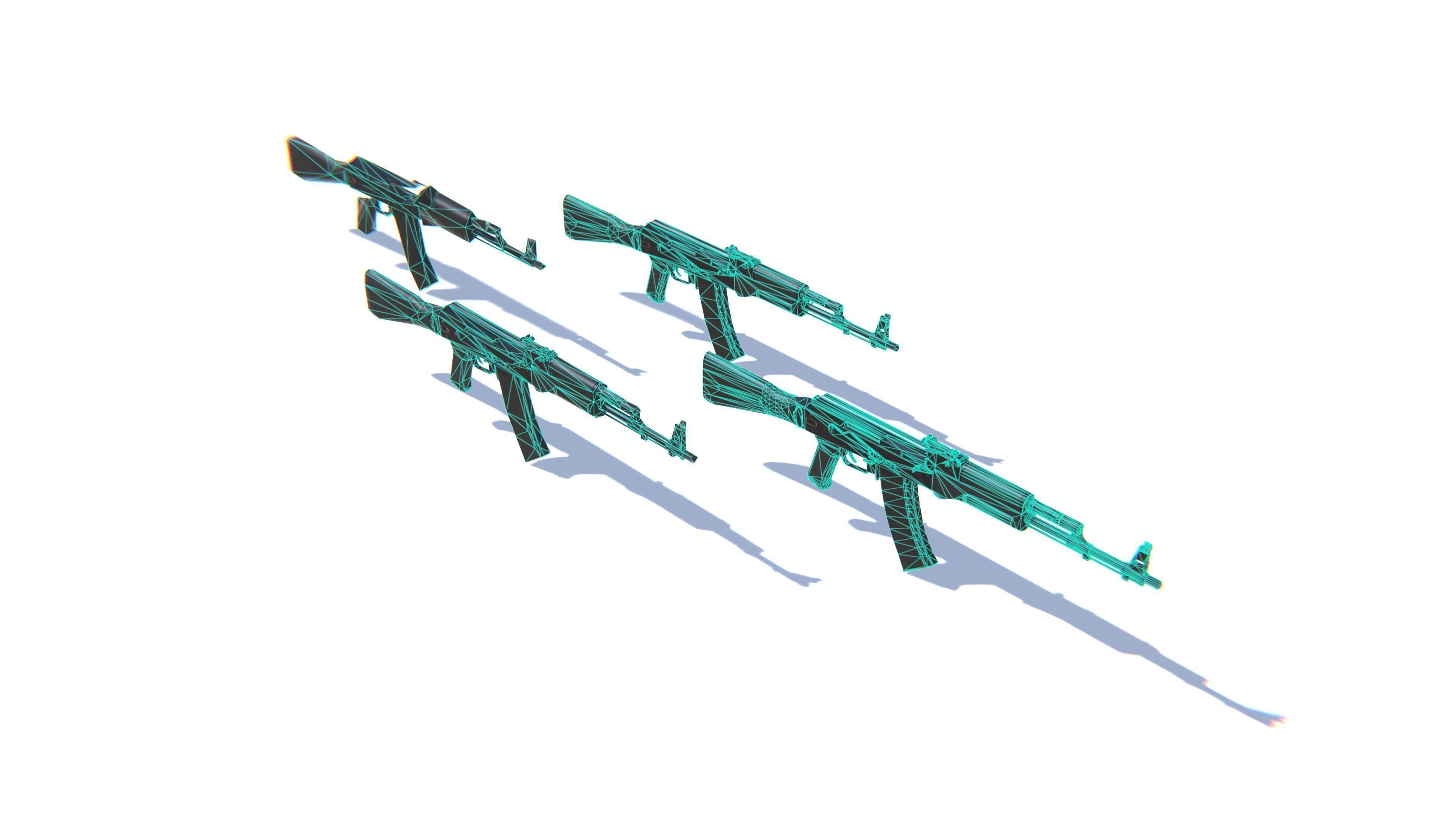 Assault Rifle AK-74M Low-poly 3D model_25