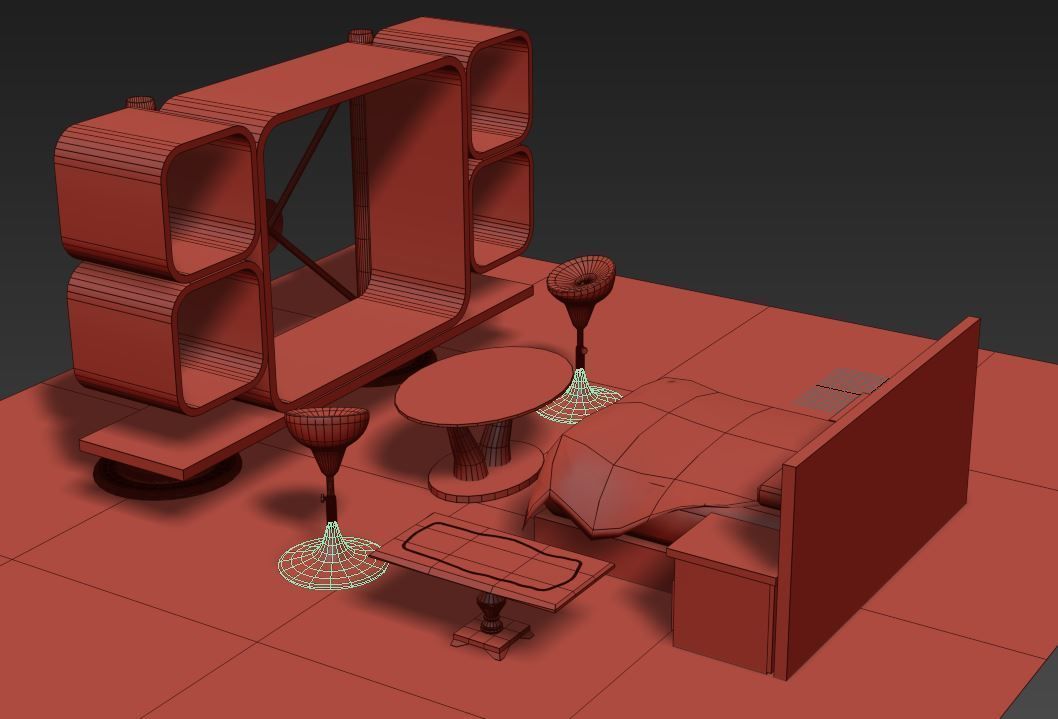 Furniture Collection tv stand Low-poly 3D model_2