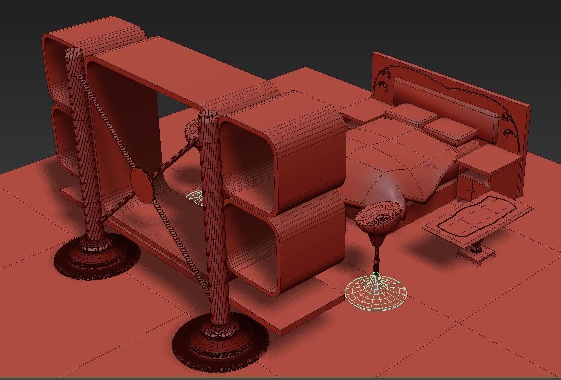 Furniture Collection tv stand Low-poly 3D model_1