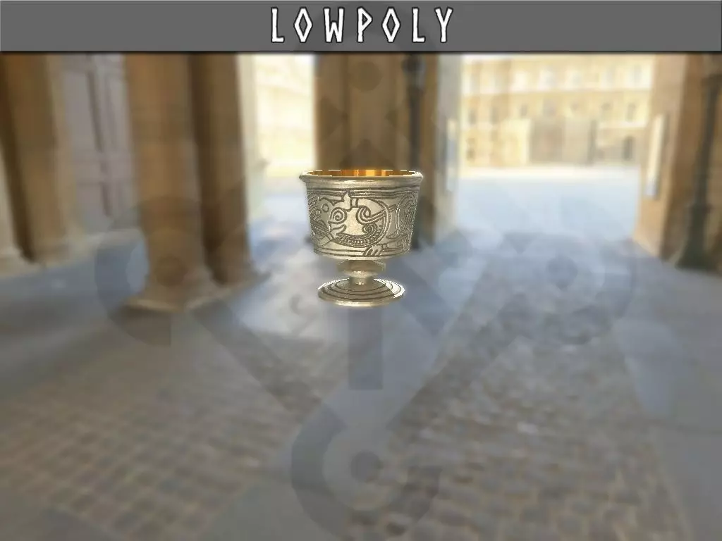 Viking Jelling silver goblet Low-poly 3D model_0