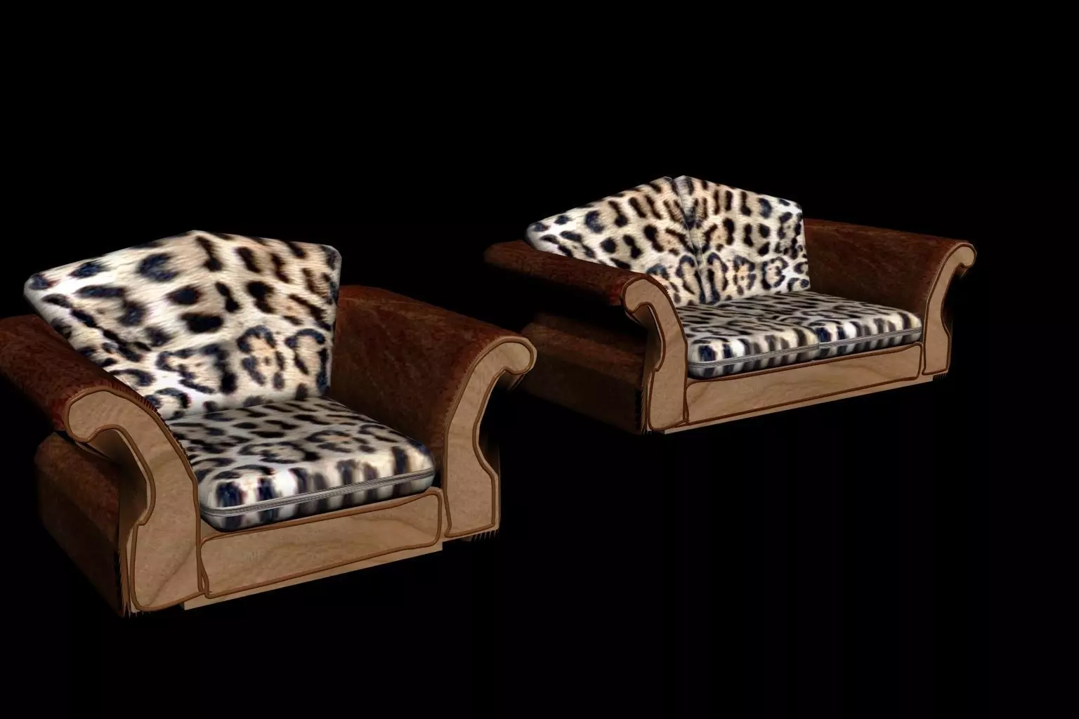  Fabric Sofa Low-poly 3D model_0