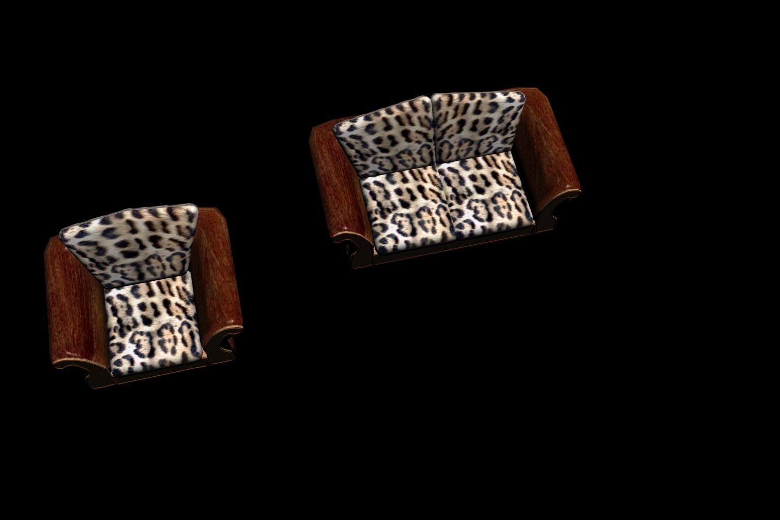  Fabric Sofa Low-poly 3D model_3