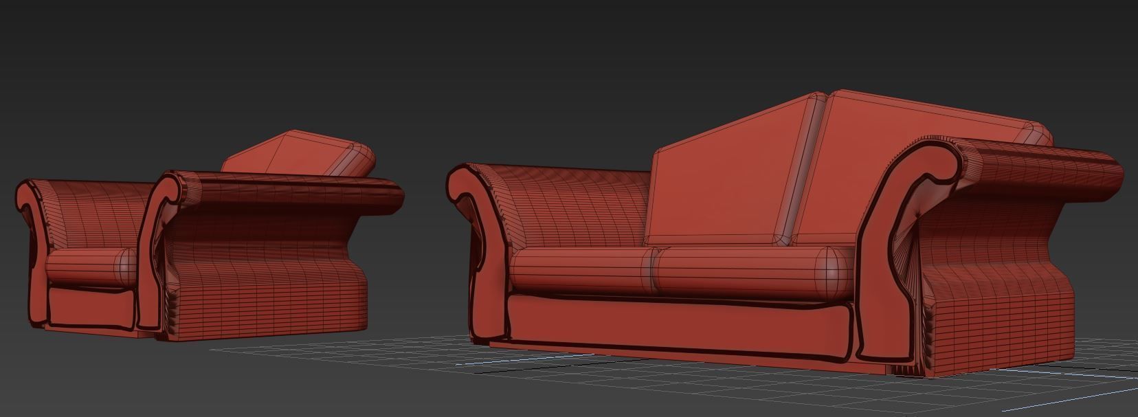 Fabric Sofa Low-poly 3D model_1