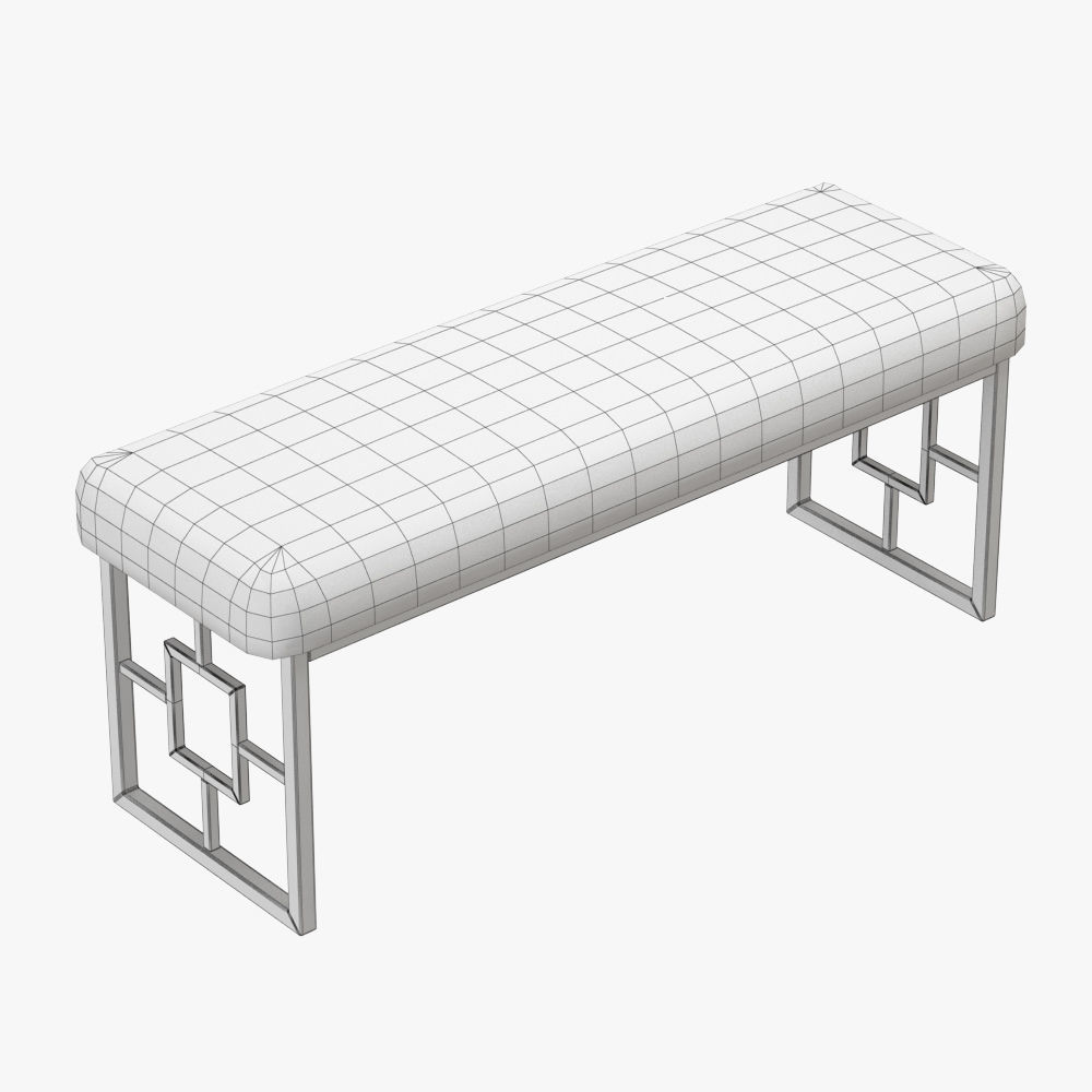 Morris Upholstered Bench 3D model_3