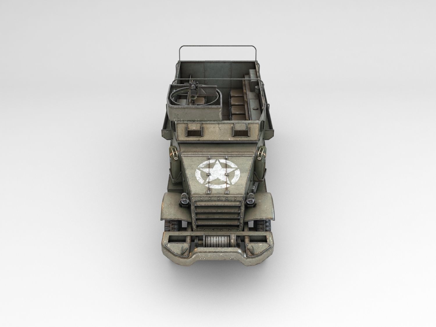Low Poly M3A1 Half-track Personnel Carrier Low-poly 3D model_4