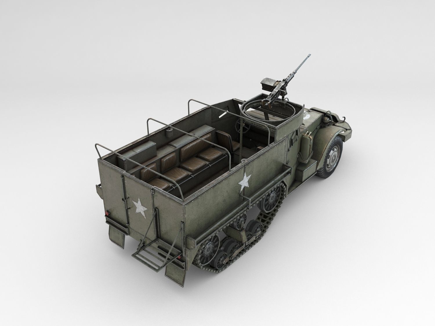 Low Poly M3A1 Half-track Personnel Carrier Low-poly 3D model_6