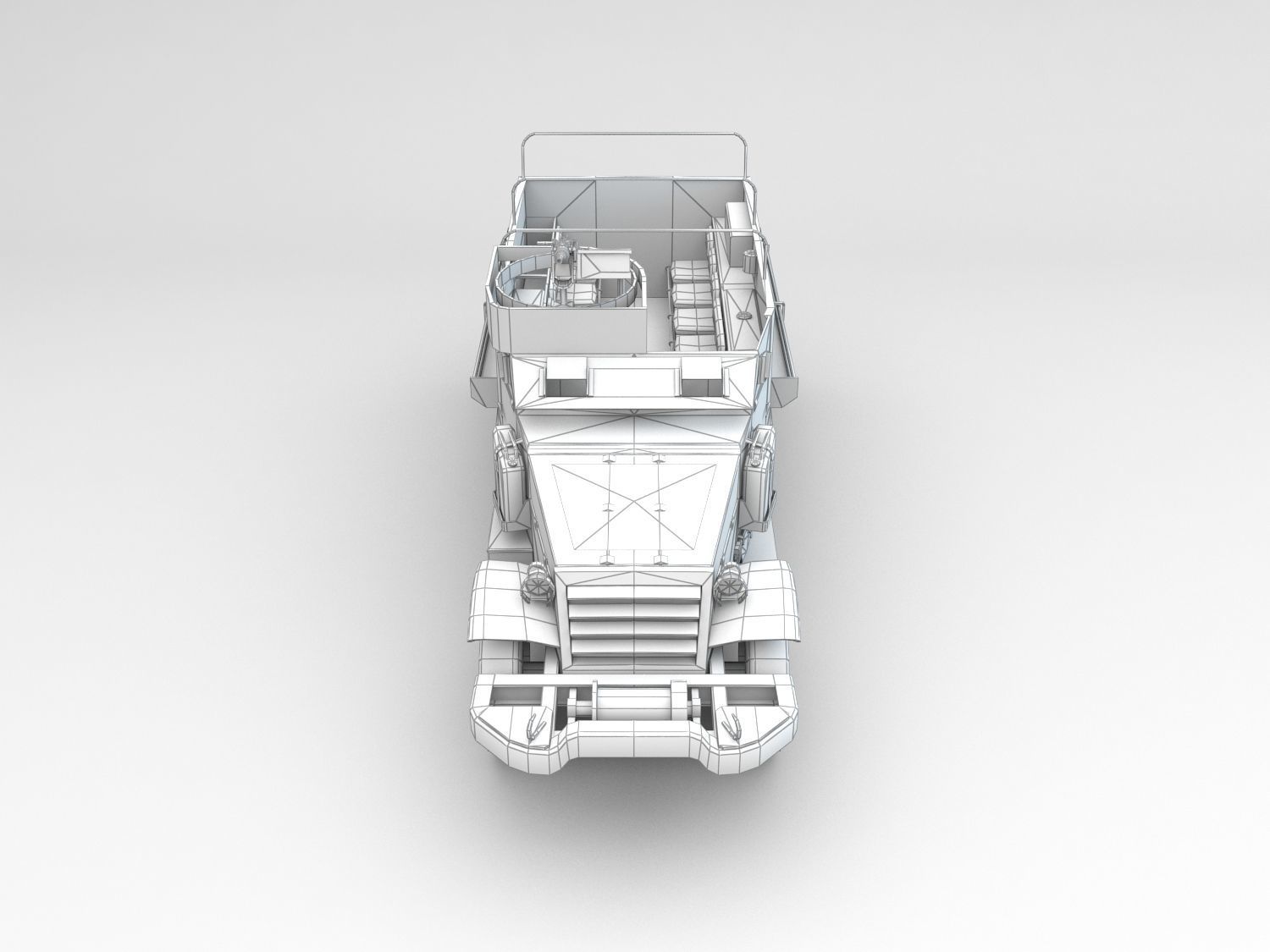 Low Poly M3A1 Half-track Personnel Carrier Low-poly 3D model_5