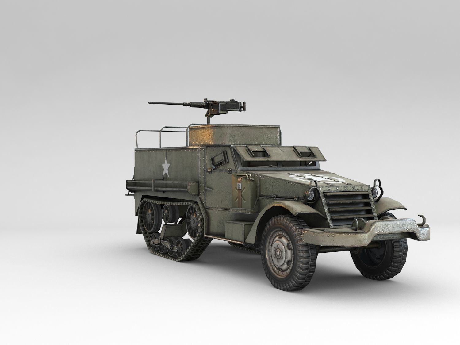 Low Poly M3A1 Half-track Personnel Carrier Low-poly 3D model_3