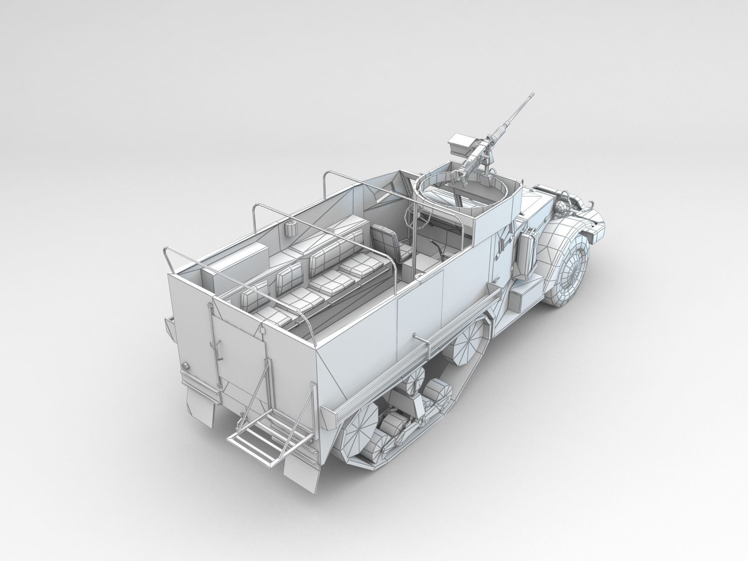 Low Poly M3A1 Half-track Personnel Carrier Low-poly 3D model_7