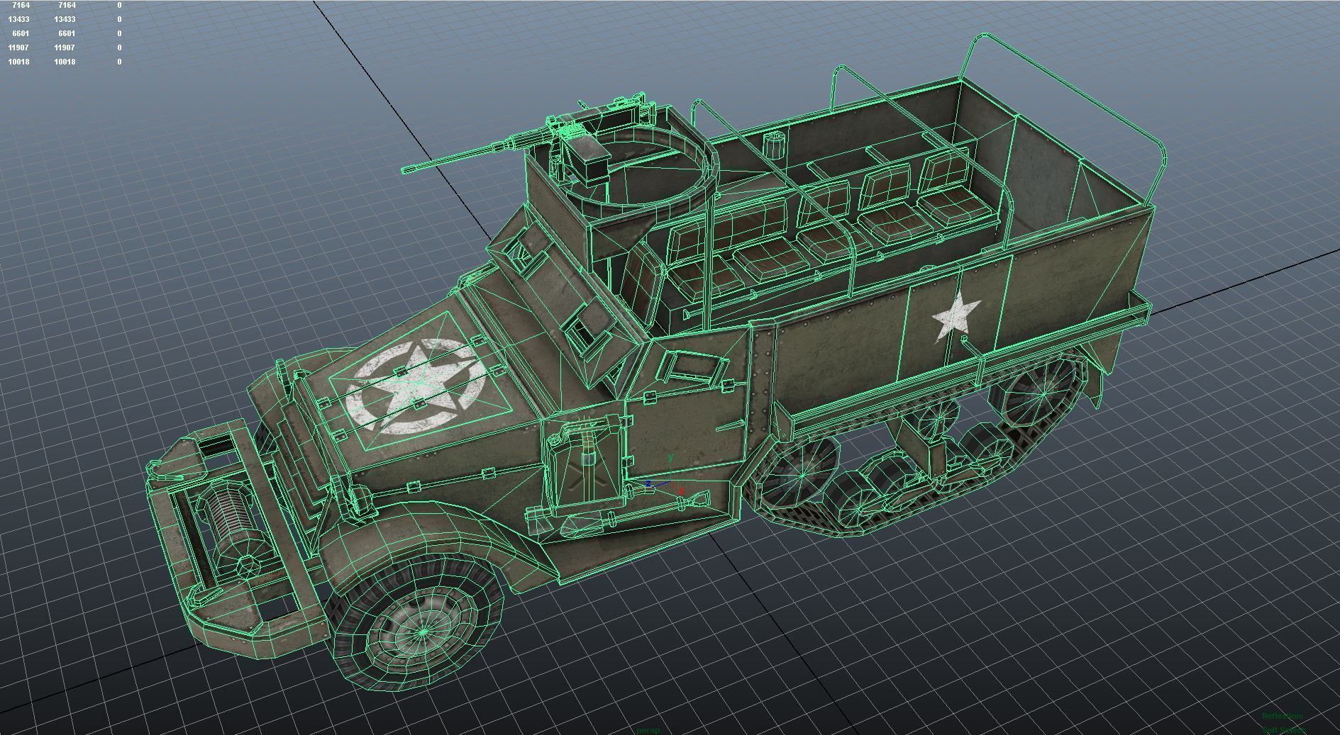 Low Poly M3A1 Half-track Personnel Carrier Low-poly 3D model_11