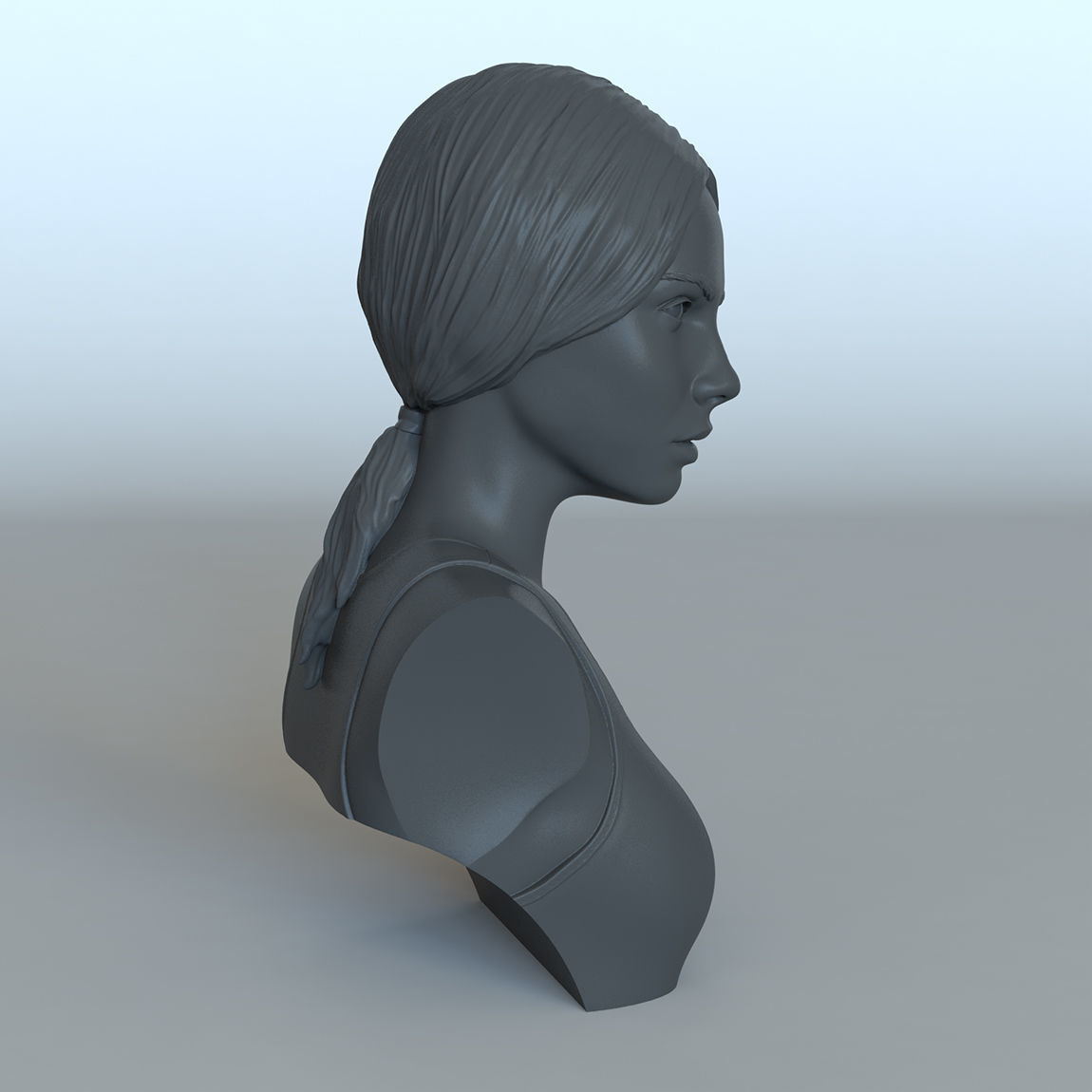 Portrait of a girl with a ponytail 3D print model_10
